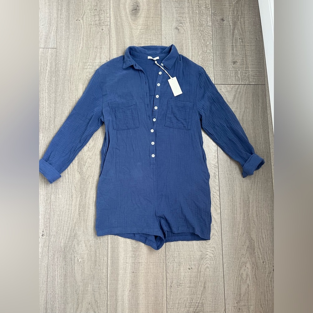 NWT Z Supply Maven Gauze Romper in Dark Indigo Size Small - Picture 6 of 13